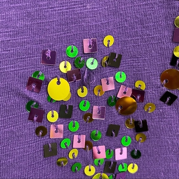 DISNEY / Purple Sequince Mickey Long Sleeve Top Size L - Picture 9 of 10